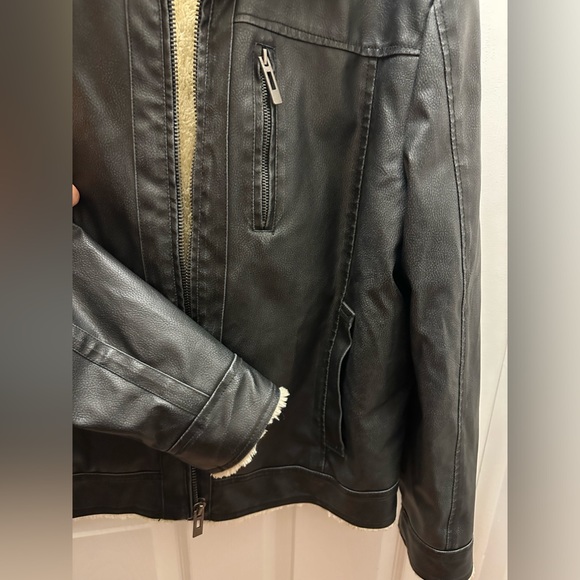 INC Men’s Faux Leather Bomber Jacket - Large - Picture 9 of 14